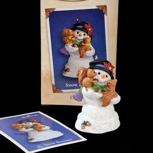 2003 Snow Buddies #6 Hallmark Ornament - Snowman With Squirrels .